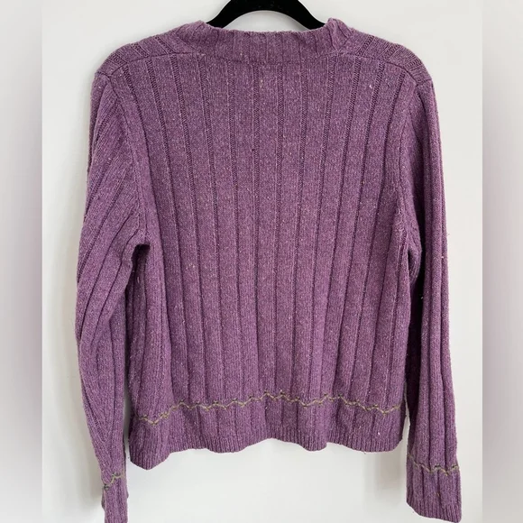 Woolrich Vintage Purple Speckled Snap V Neck Sweater Size Small - Picture 5 of 10